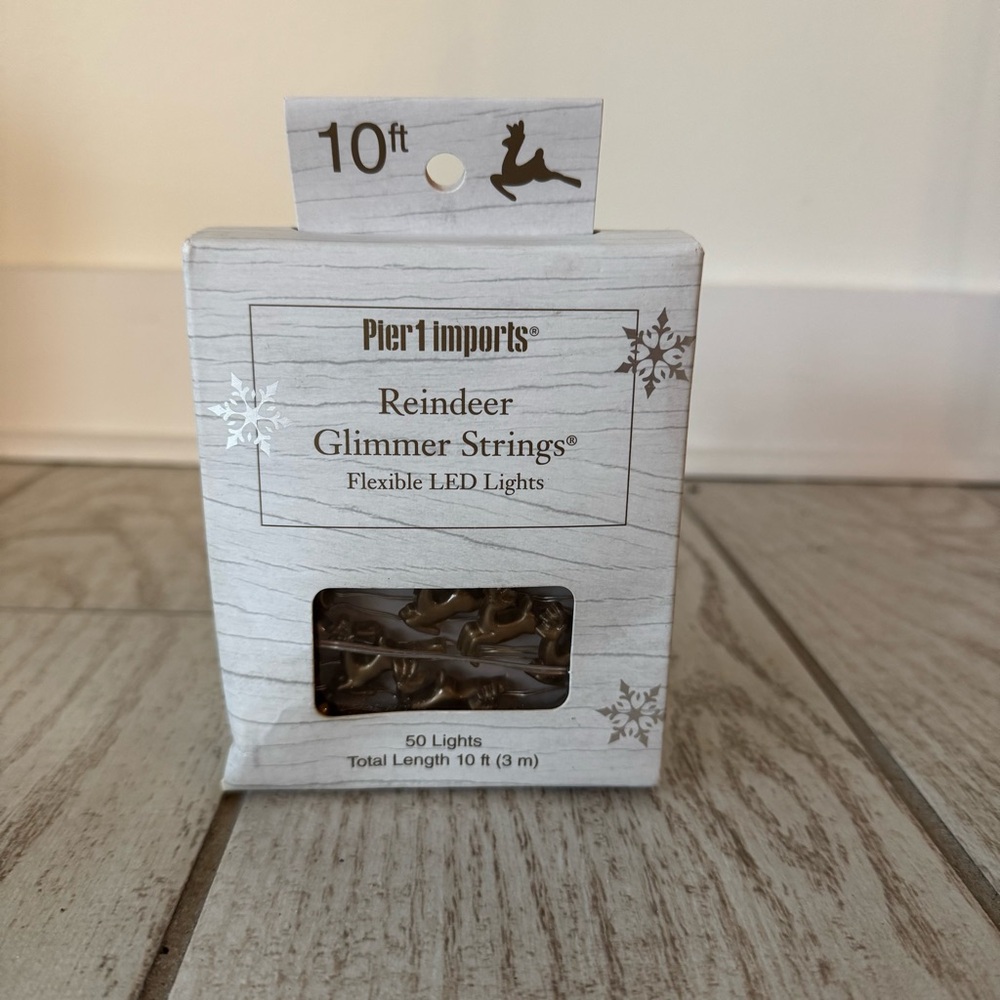 Pier 1 Imports Joy Glimmer Flexible String LED Lights 10ft 50 Lights Reindeer